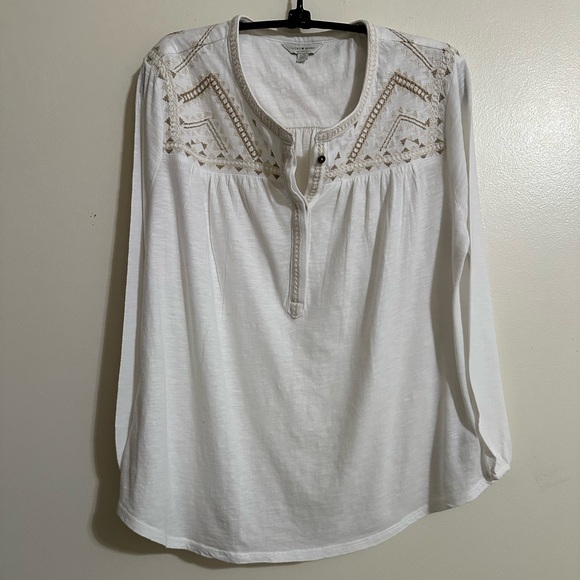 Lucky Brand Cream Relaxed Tunic with Embellished Yoke - Picture 4 of 16